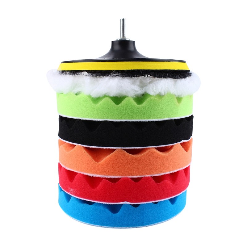 7Pcs 7" Sponge Polishing Waxing Buffing Pads Kit Compound Car