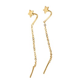 Hmzidz Star/Moon/Butterfly Tassel Earrings Gold for Women, 925 Sterling Silver Earrings Chain, Earrings Hanging Girls, Long Earrings with Plug, Beautiful Earrings for Women, Sterling Silver, No