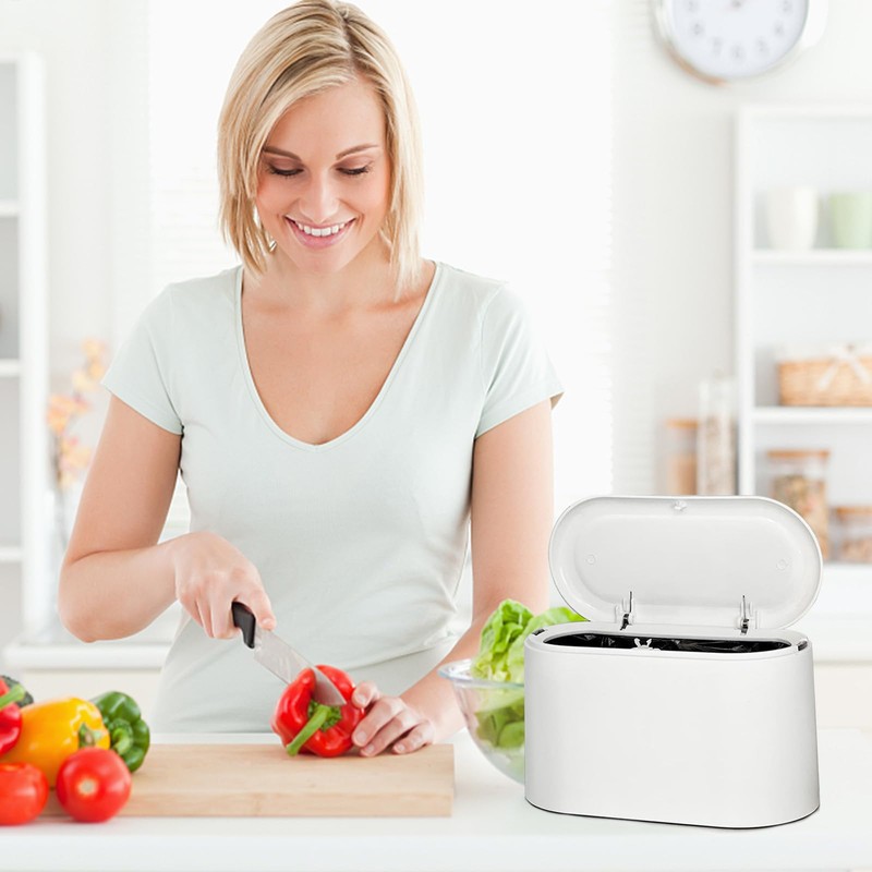 LTWQLing Mini Trash Can with Lid - Removable Small Garbage