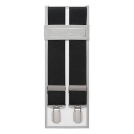 XL Black Trouser Braces 35mm Wide Elastic 4 Strong Silver Clips 48 Inches Extra Long Adjustable