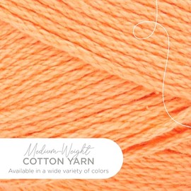 Lion Brand 24/7 Cotton Yarn, Lightweight Yarn for Knitting, Crocheting, and Crafts, Creamsicle, 3 Pack