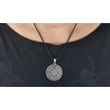 Kiss of Leather Sri Yantra Pendant 925 Sterling Silver No.