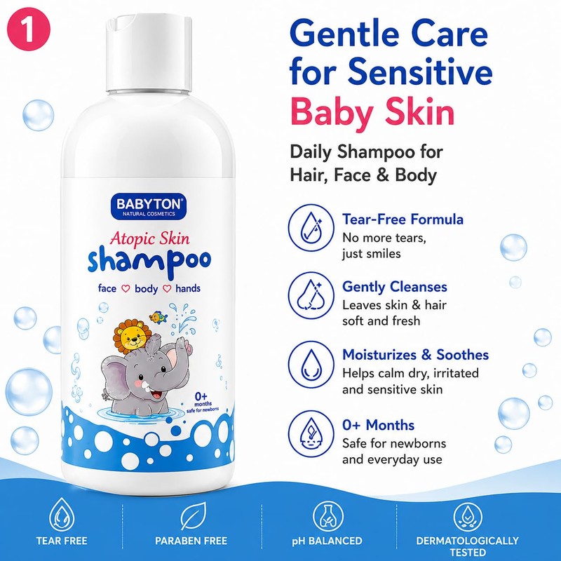Babyton Atopic Skin Shampoo for Babies 400ml – Gentle, Natural