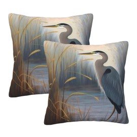 aipoase Heron Throw Pillow Covers 18 X 18 Inch Set of 2 Pillow Cases Decoration Cushion Cover for Sofa Bedroom Living Room Outdoor