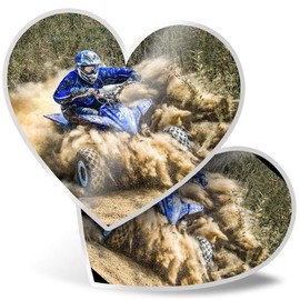 2 x Heart Stickers 15 cm - Quad Bike ATV 4x4 Dirt Biker Sports Fun Decals for Laptops,Tablets,Luggage,Scrap Booking,Fridges, #24082