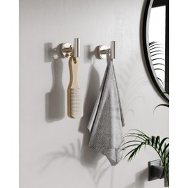 WZKALY Towel Hooks, 2 Pack Wall Mounted Coat Hooks, Stainless Steel Heavy Duty Robe Hooks for Bathroom Kitchen(Sliver)