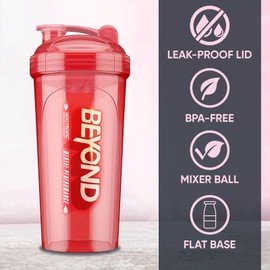 Bodyplus Beyond Protein Shaker Bottle 700ml – Leak-Proof Protein Shaker with Stainless Steel Whisk Ball & Built-In Storage for Powder & Pills – Pre Workout Water Bottle for Gym, Fitness & Travel