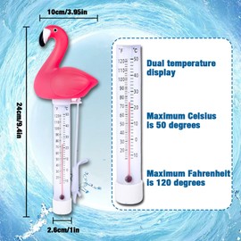 BARVERE Pool Thermometer Schwimmend, Bruchfest Thermometer Wasser, Poolthermometer Badewanne mit Schnur, Badethermometer für Outdoor & Indoor Pools, Spas, Hot Tubs, Aquarien und Fischteiche (Flamingo)