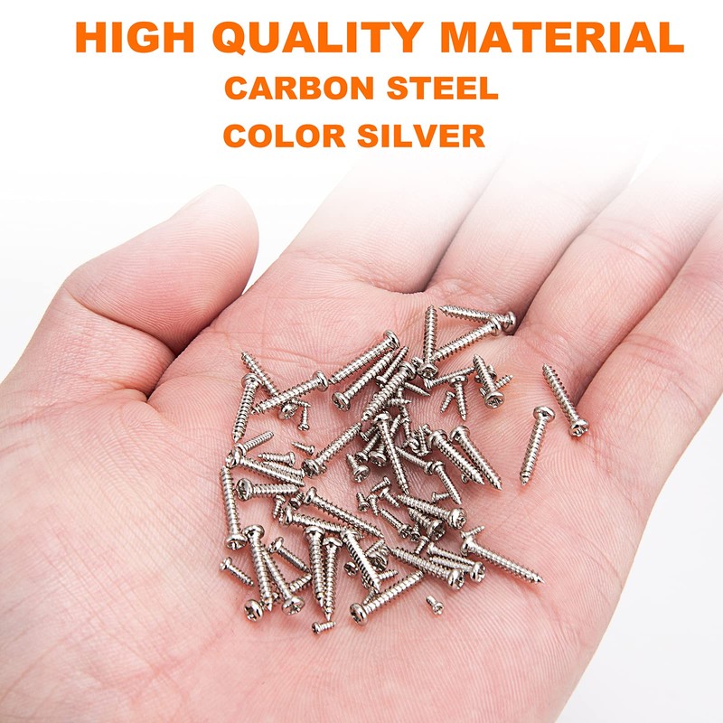 1100Pcs Nickel-Plated M1.2,M1.4,M1.5,M2 Round Pan Head Tapping Screws Laptop Notebook