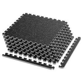 0.79" Interlocking Foam Floor Tiles,6 Pcs 24 Sq Ft Rubber Top Exercise Equipment Mats High Density EVA Foam Mats with Rubber Top Puzzle Gym Flooring Workout Mats for Home Gym-Black+White