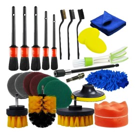 27piezas Kit De Limpieza Profesional Para Coches-cepillo Eléctrico Portátil De Taladro Multiusos Para Limpieza Profunda De Interiores Exteriores Neumáticos Rincones Difíciles Ahorra Tiempo Y Esfuerzo