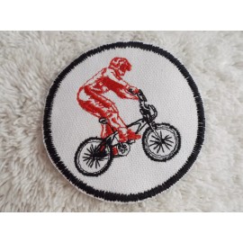 Handmade Red BMX Bike Rider 3" Embroidery Iron-on Patch (E9)