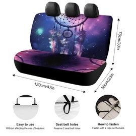 Delerain Car Rear Seat Covers, Dream Catcher Space Stars Car Backseat Protector Universal Back Seats Vehicle Enterior Protector Suitable Fits Most Car Auto SUV Sedan Trucks