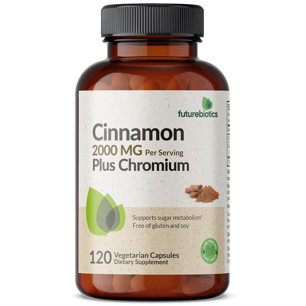 Futurebiotics Cinnamon 2000 MG per Serving Plus Chromium Non-GMO, 120 Vegetarian Capsules