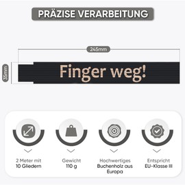 andSmile Ruler Black - Ruler with Saying Finger Away - Funny Ruler Made of High-Quality Beech Wood - Funny Gifts for Men, Dad, Craftsmen, for Father's Day, Birthday