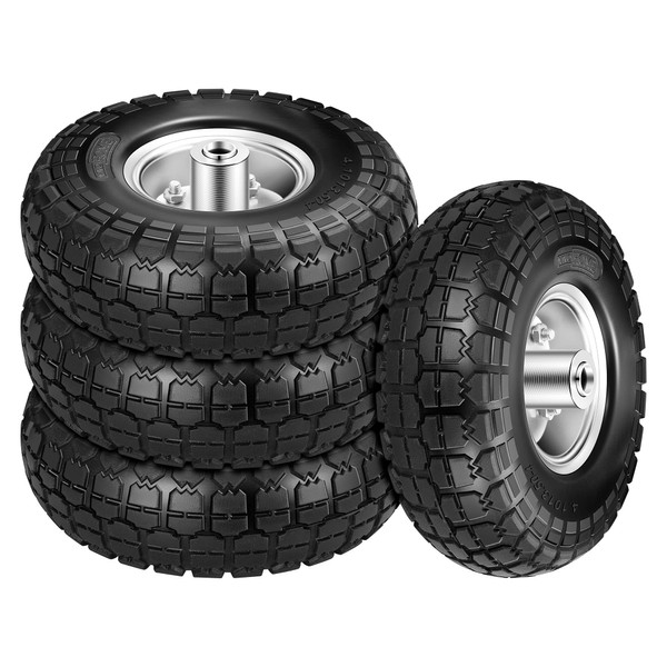 VIVOHOME 4.10/3.50-4 Polyurethane Solid Wheel Non-Rubber Tires for Garden Utility
