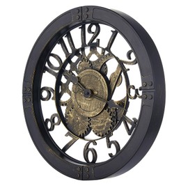 Tahitica 16 Inch Silent Non Ticking Wall Clock, Large Quartz Vintage Clock, Industrial Retro Decorate Clock, Battery Operated, Antique Bronze, Easy to Read for Living Room, Kitchen, Restaurant