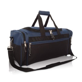 DALIX 21" Blank Sports Duffle Bag Gym Bag Travel Duffel with Adjustable Strap in Navy Blue