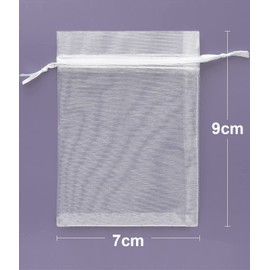 LICHUANUK Pack of 50 Organza Bags, White Organza Gift Bags, 7 x 9 cm Small Gift Bags for Party, Jewellery, Festival, Bath Soaps, Make-Up Samples