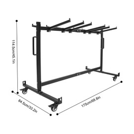 Folding Chair Cart,with 12 Rods,Folding Chair Strorage Rack,for 42 Chairs,Heavy Duty Foldable Chair Dolly with Wheels,for Party Events, Warehouse
