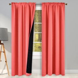 KEQIAOSUOCAI Coral Bedroom 100 Pct Blackout Curtain Panels - Thermal Insulated with Rod Pocket Soft Touch Privacy Protect Reduce Noise Curtain Panels (W42 x L84 2 Panels)
