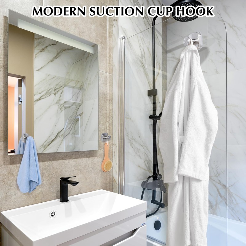 warlve Suction Cup Hooks for Shower - Reusable No-Drill Mounting