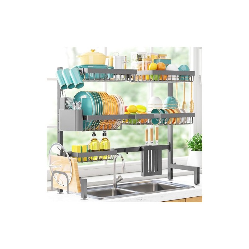 Sakugi Over The Sink Dish Drying Rack - Adjustable 3
