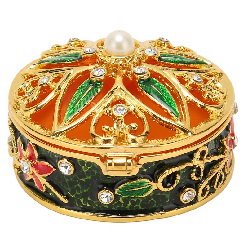 Metal Jewelry Box Innovative Exquisite Hand Painted Hinged Jewelry Organizer