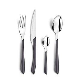 Amefa ECLAT Cutlery for 4 People, Stainless Steel with High-Quality Plastic Handles in Grey, 16-Piece
