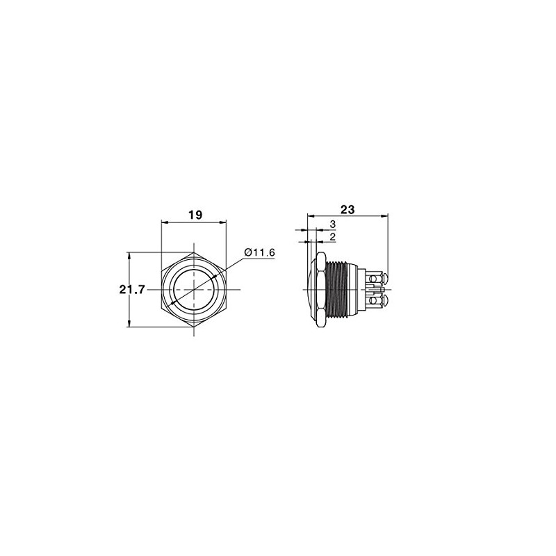Push button - screw contacts - diameter 16 mm -