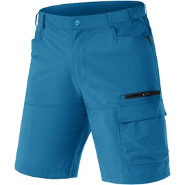 TACVASEN Quick Dry Shorts for Men Cargo Work Shorts Stretch Golf Shorts Moisture Wicking Hiking Shorts Blue Green,34