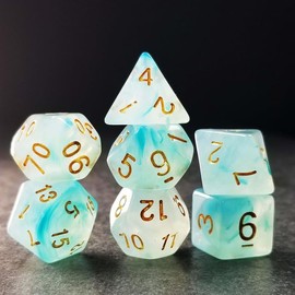 Sage's Portal Capsules Acrylic DND Dice 7 Piece Polyhedral Dice Set for DND TTRPG Dungeons and Dragons Pathfinder Transparent Dice (Frosted Blue)