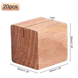 OLYCRAFT 20 Pcs Wood Place Card Holders Pine Wood Table Number Stands Saddle Brown Square Table Sign Stands for Wedding Dinner Home Party Events Decoration - 14.2g/pc