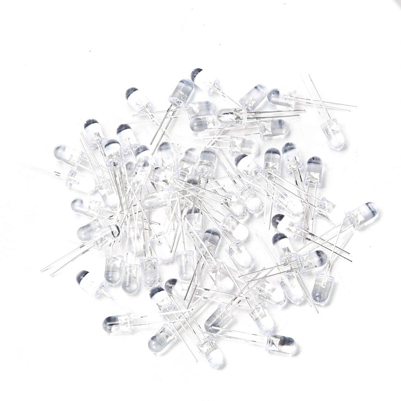 CHANZON 100 pcs 5mm Red LED Diode Lights (Clear Round