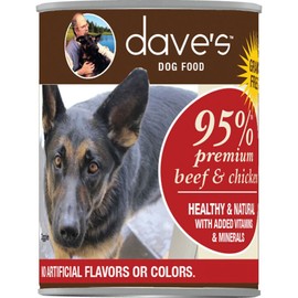 Dave'S 95% Premium Meats Beef And Chicken Meat Dog Food (12 Cans Per Case), 13.2 Oz.