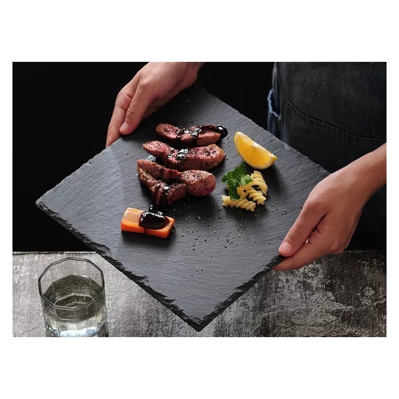 Vencort 6 Platos Para Comida Pizarra Cuadrada Piedra 20x20 Cm