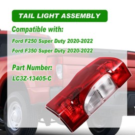 Lochnchn Tail Lights Rear Taillight Assembly Compatible with Ford F250 F350 Super Duty 2020 2021 2022 Tail Lamp Non-LED Non-Blind Spot Left Driver Side