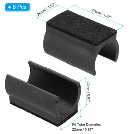 PATIKIL 8pcs Rectangle Chair Leg Cover with Felt Pad, 22mm Slide Smoothly No Scratches No Noise Furniture Feet Hardwood Protectors Tips Floor Glides Tubing Caps for Office,Black Black