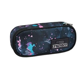 Seven ISCHOOLPACK Round Plus Pencil Holder Blue Oval Pouch with Inner Pocket and Elastic Pen Holders, Backpack Accessories, Elementary, Medium, Top, Boy, Girl, Blue, Taglia Unica, Modern, Blue, blue,