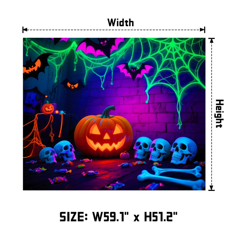 AOHMPT Glow-in-the-Dark Halloween Tapestry - UV Reactive Black Light Wall