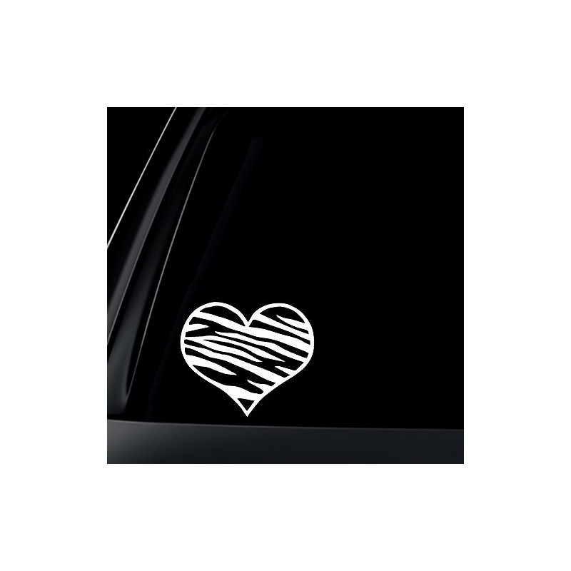 Zebra Print Heart Car Decal / Sticker, 5"