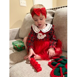 VINUOKER Toddler Baby Girl Christmas Outfit Christmas Plaid Dress Xmas Santa Claus Tutu Dress Peter pan Dresses