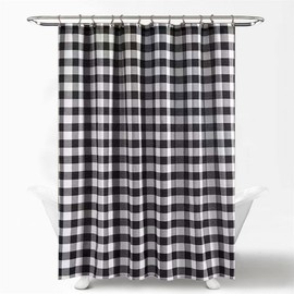 Moslovstar 72 x 72 Inch Buffalo Check Shower Curtain, Farmhouse Style Black and White Plaid Water-Repellent Polyester Bath Curtain Machine Wash