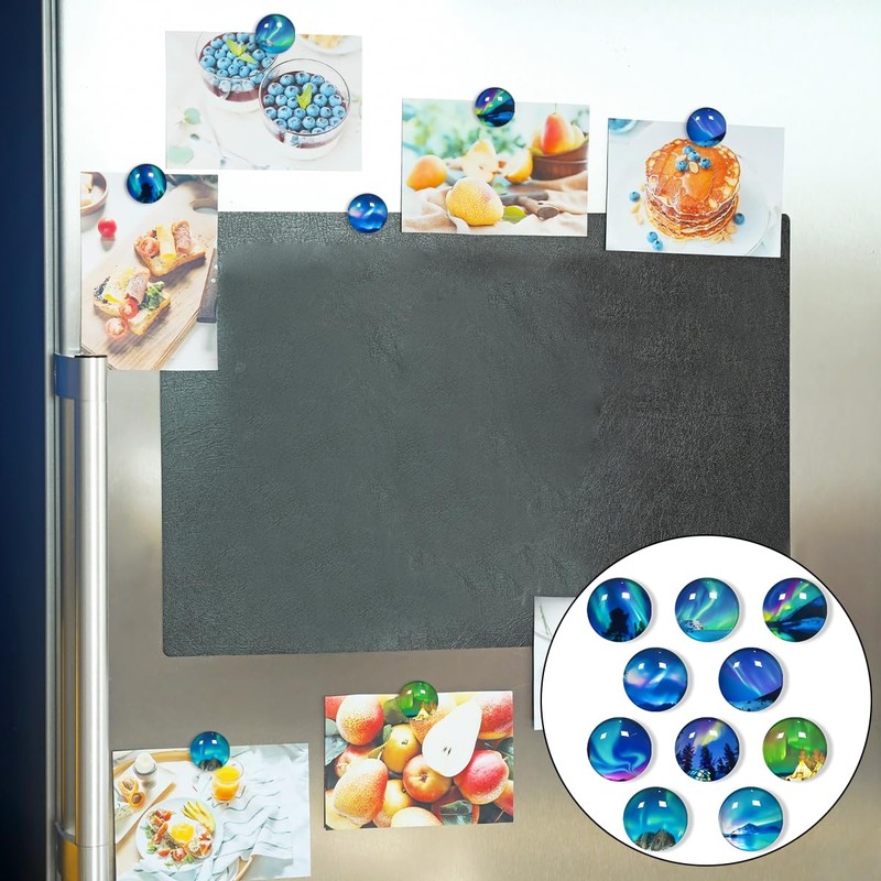 WELANE Glass Fridge Mangets, 10 PCS Aurora Crystal Magnetic Fridge