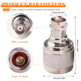 KUOQIY 2 Stücke Kupfer N Stecker auf BNC Buchse Adapter, Typ N auf BNC-Adapter, für WLAN Antennenverlängerungskabel