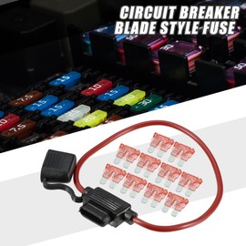 A ABSOPRO 40A Standard Blade Style Fuse 12AWG Fuse Holder Waterproof 12 Gauge Fuse Holder Blade Style Inline Fuse Holder Metal Black