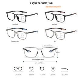 HOOBAY Progressive Multifocal Reading Glasses 1.0 Men, Bifocal Reading Glasses For Men Sports TR90 Temples Blue Light Blocking Anti Uv/eye Strain Computer Readers