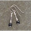 Small Black Onyx Gemstone & Sterling Silver Hook Drop Earrings