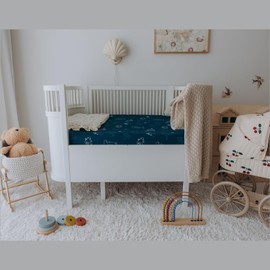 Dreamology Baby Cot Sheets,100% Cotton Jersey sheets, Soft and Breathable fitted cot sheets, Girls, Boys,cot Sheet 120x60 fitted, Crib sheet, Baby Mattress Sheet | Dino, Denim Blue