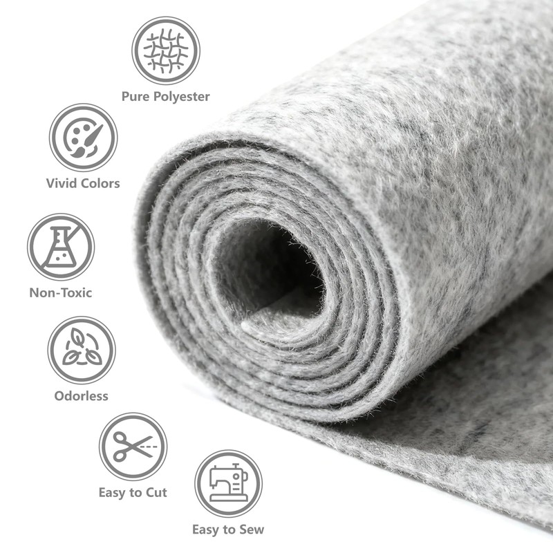 Grey Stiff Felt Sheet 36'' X 36'', 1mm Large Felt
